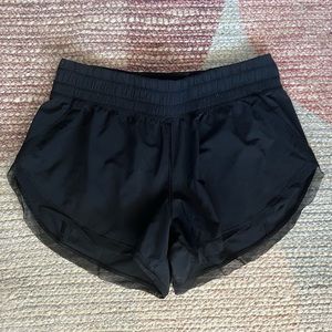 Black LuluLemon Mesh-Edged Athletic Shorts